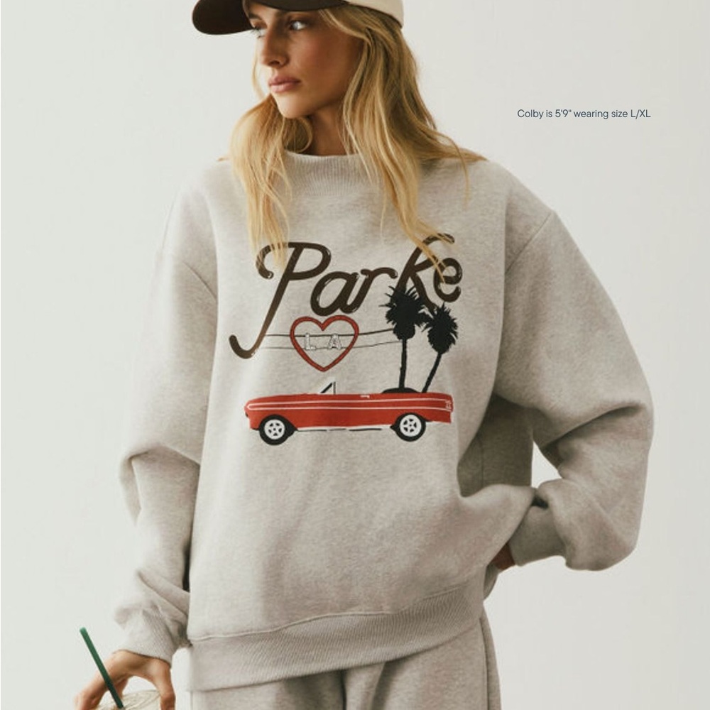 Parke Cities Los Angeles Graphic Mock Neck Sweater Classic Grey